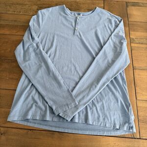 Untuckit Henley Shirt Mens Large Regular Fit Blue Long Sleeve Pima Cotton